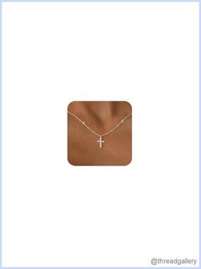 14K Gold Plated Cross Necklace Dainty Pendant Cute Fashion Jewelry Gift